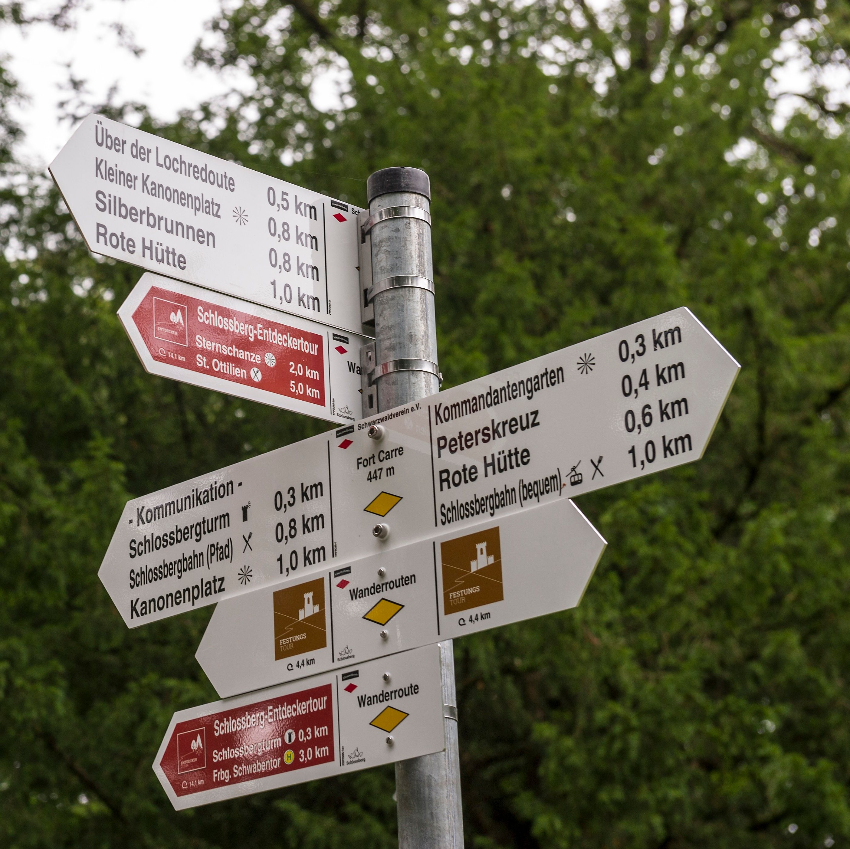 Wanderwegweiser am Schlossberg