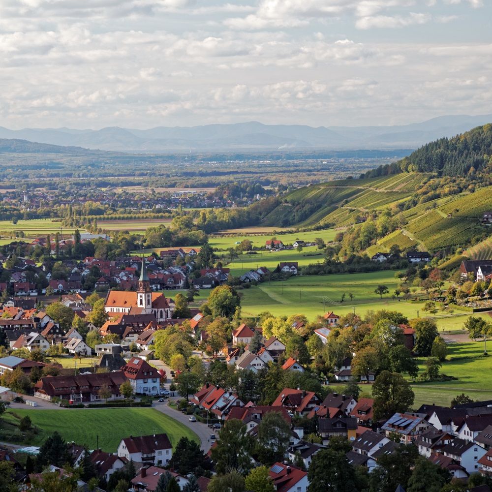 Blick über Glottertal im Breisgau von oben 