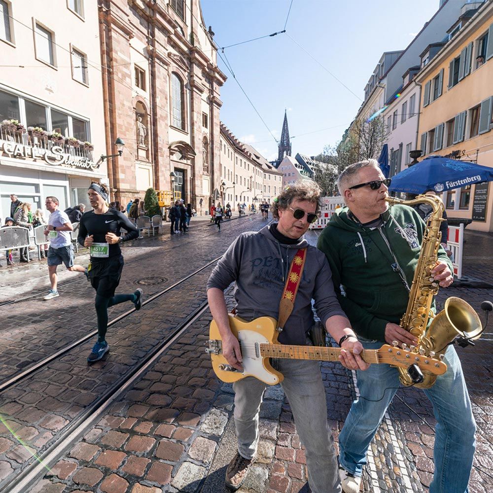 Mein Freiburg Marathon Musiker Faßgängerzonge