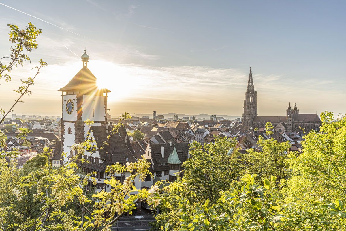 Blicks aufs Schwabentor und das Münster
