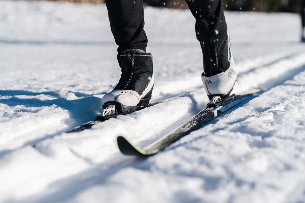 Langlauf Ski aus der Nähe fotografiert